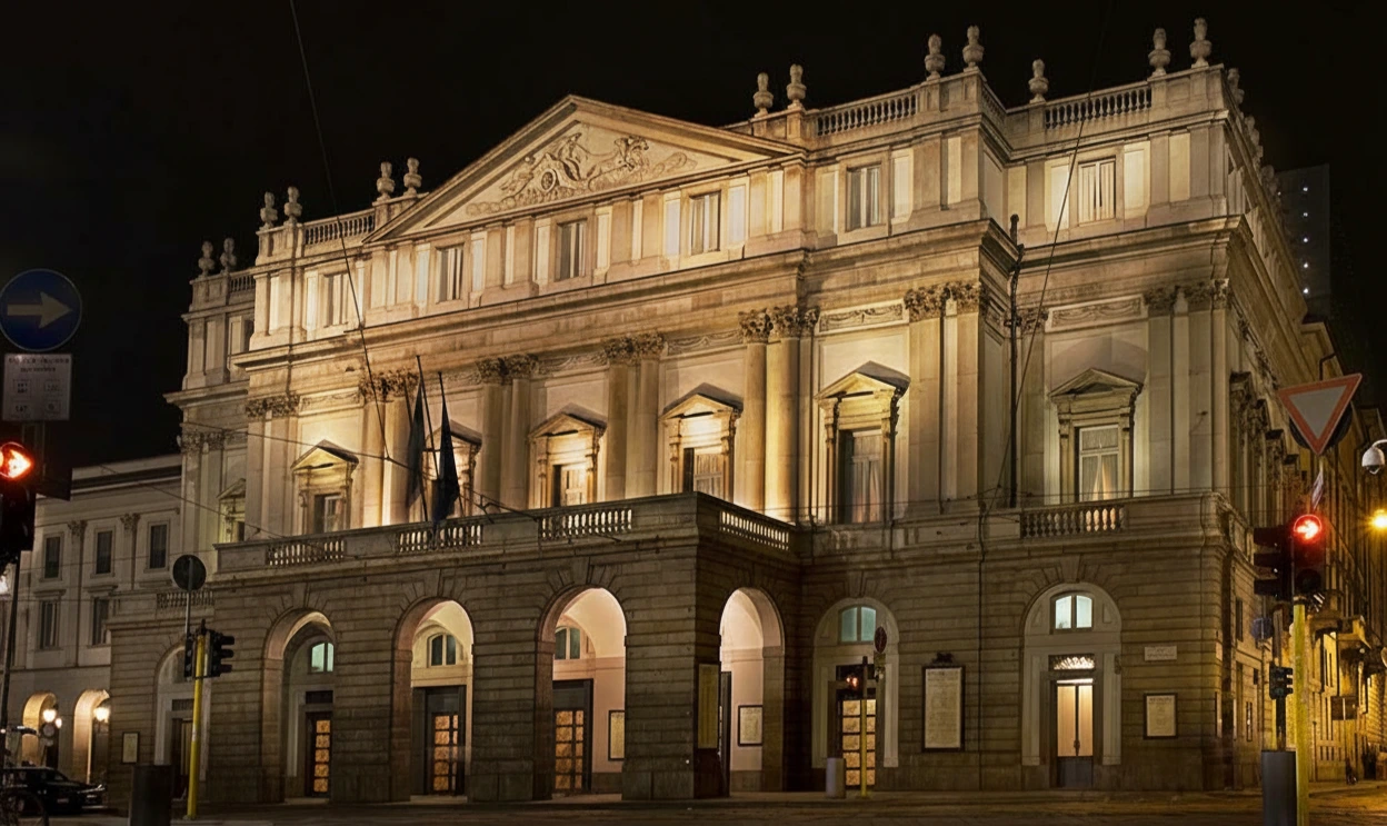 Outside La Scala Opera House